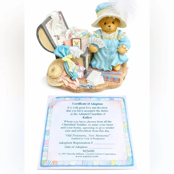 Cherished Teddies Kaitlyn Bear Figurine in Light Blue and Cream - Picture 9 of 11